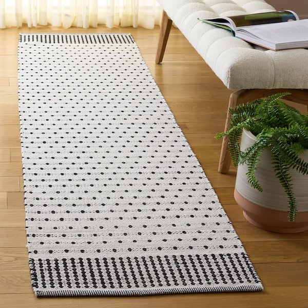 Montauk 2 ft. x 9 ft. Black/Ivory Dainty Striped Runner Rug