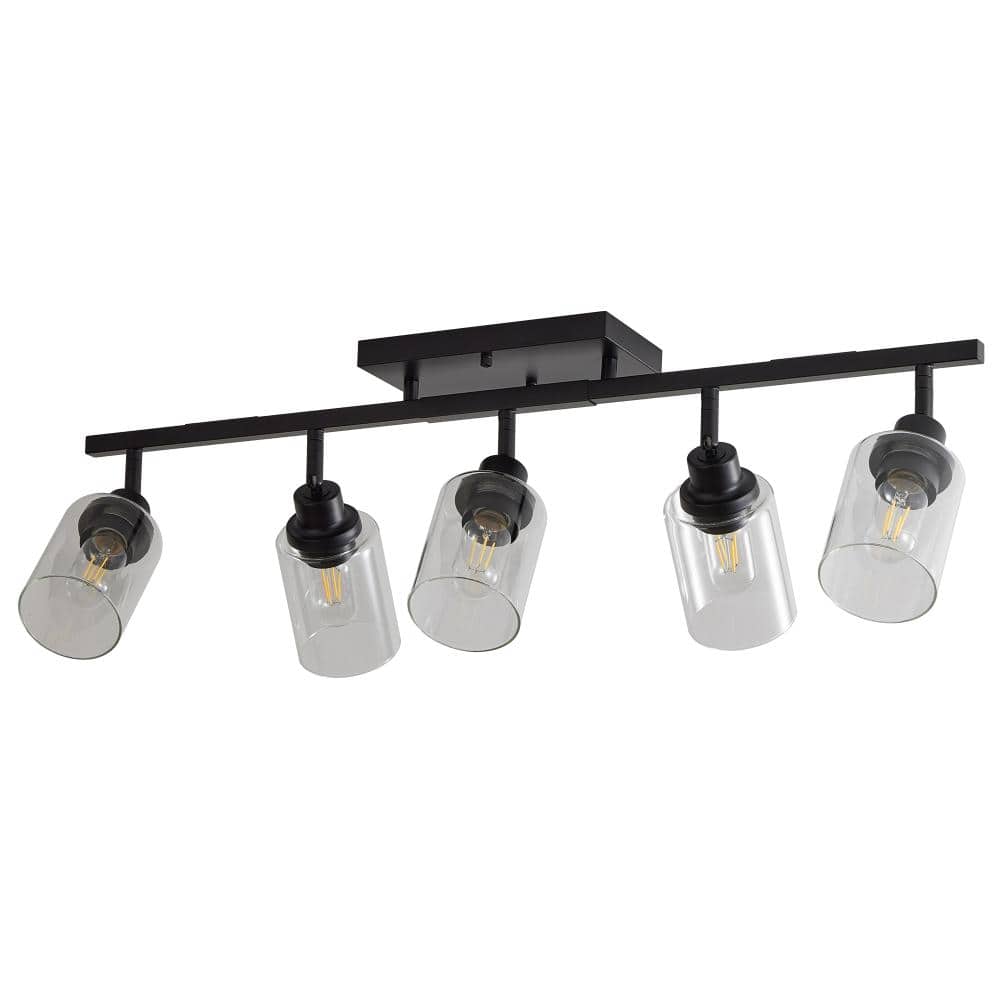 35.7 in. W 5-Light Black Track Lighting, Rotatable Spotlight with Clear Glass Shade for Kitchen Shop Hallway price history on PriceWatchPro