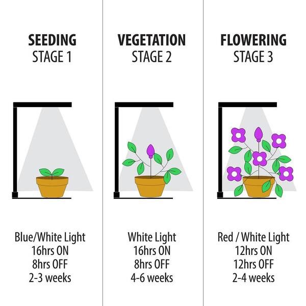 Feit Electric 17 in. 14-Watt Vegetation Seeding Flowering White Integrated  LED Indoor Table Top Plant Grow Light Fixture Daylight GLP17/W/TABLE/14WLED  - The Home Depot