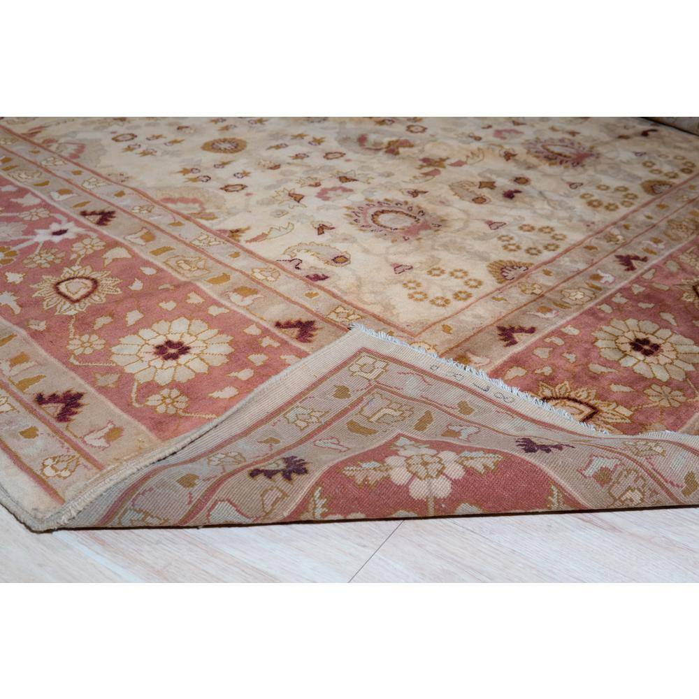 Red and Beige Hand-Knotted Wool Rectangular Area Rug