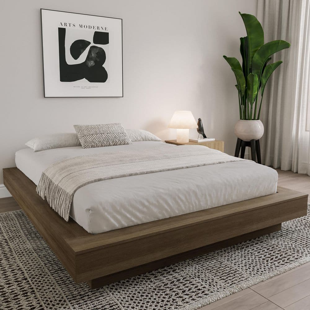 Nexera Marconi Brown Oak Engineered Wood Frame King Size Platform