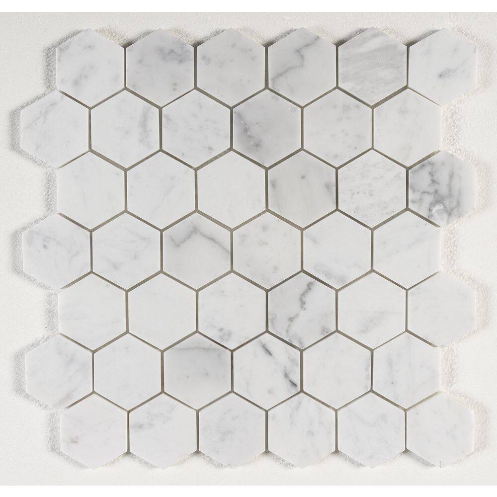 Duv Gray Matte 2" Hexagon Marble Mosaic Tile