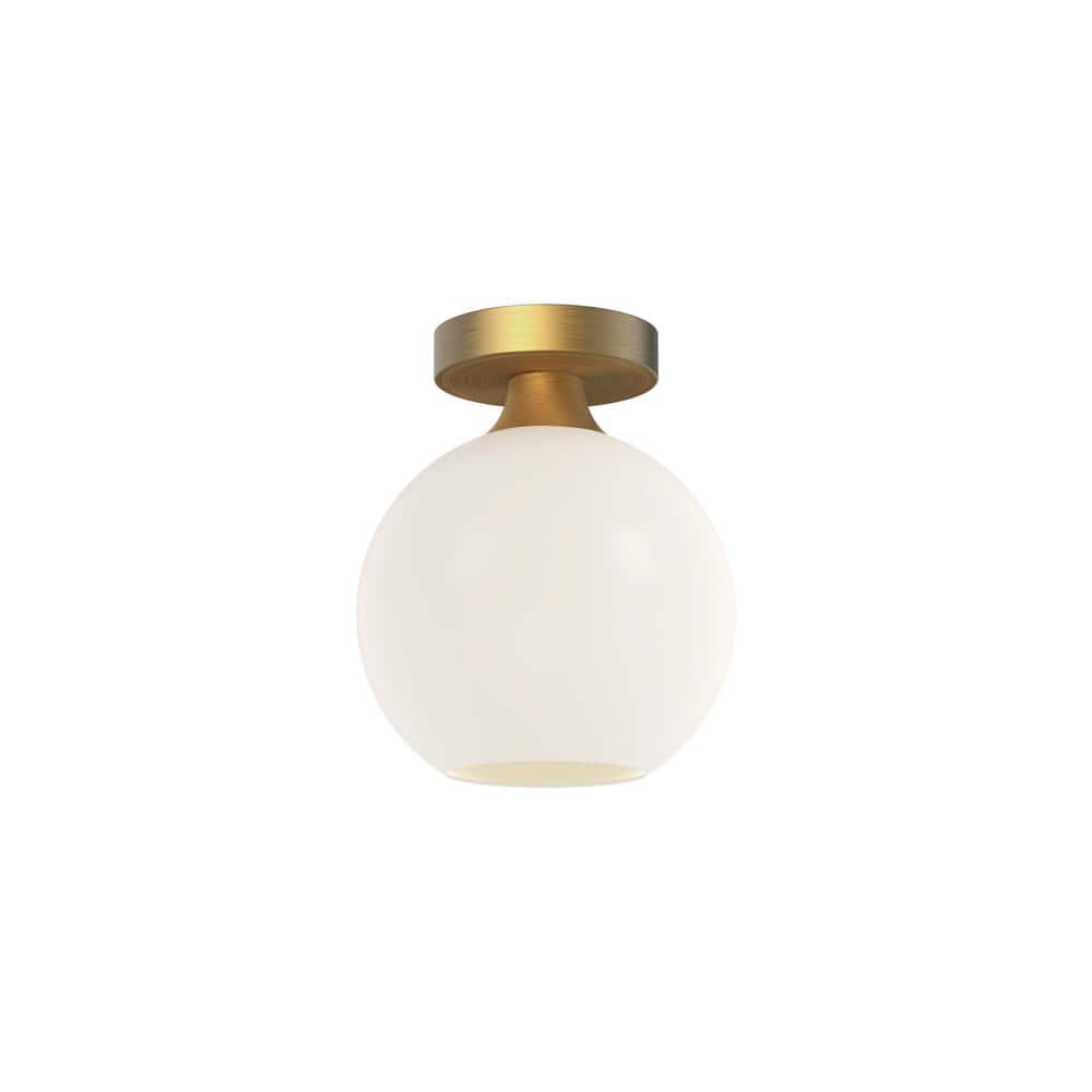 Castilla Aged Gold Globe Flush Mount with Opal Matte Glass