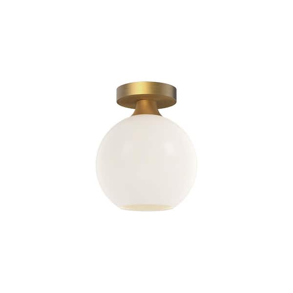 ALORA MOOD Castilla 8 in. 1 Light 60-Watt Aged Gold/Opal Matte Glass Flush Mount