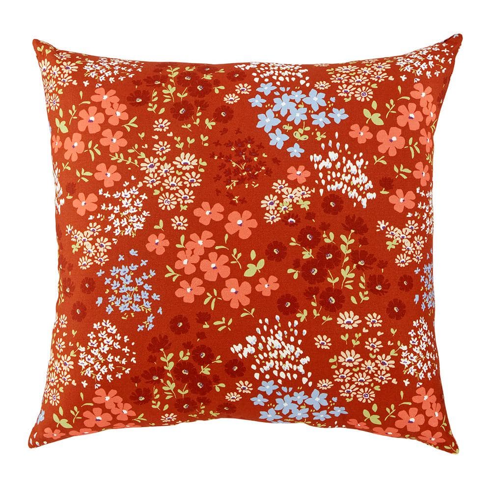 Hampton Bay 18 in. x 18 in. Russet Square Outdoor Throw Pillow