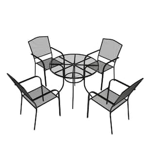 5-Piece Patio Steel Mesh Outdoor Dining Set in Black