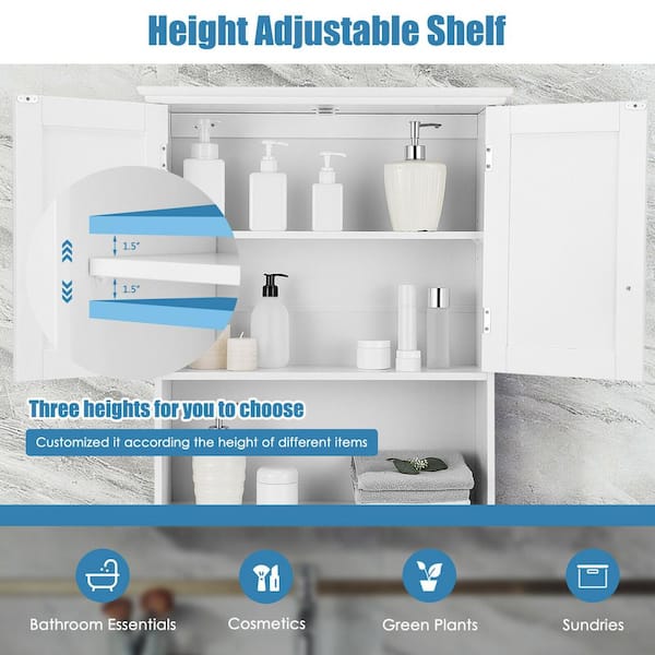 Forclover Bathroom Storage Cabinet 23.5-in x 28-in x 8-in Gray Bathroom Wall Cabinet