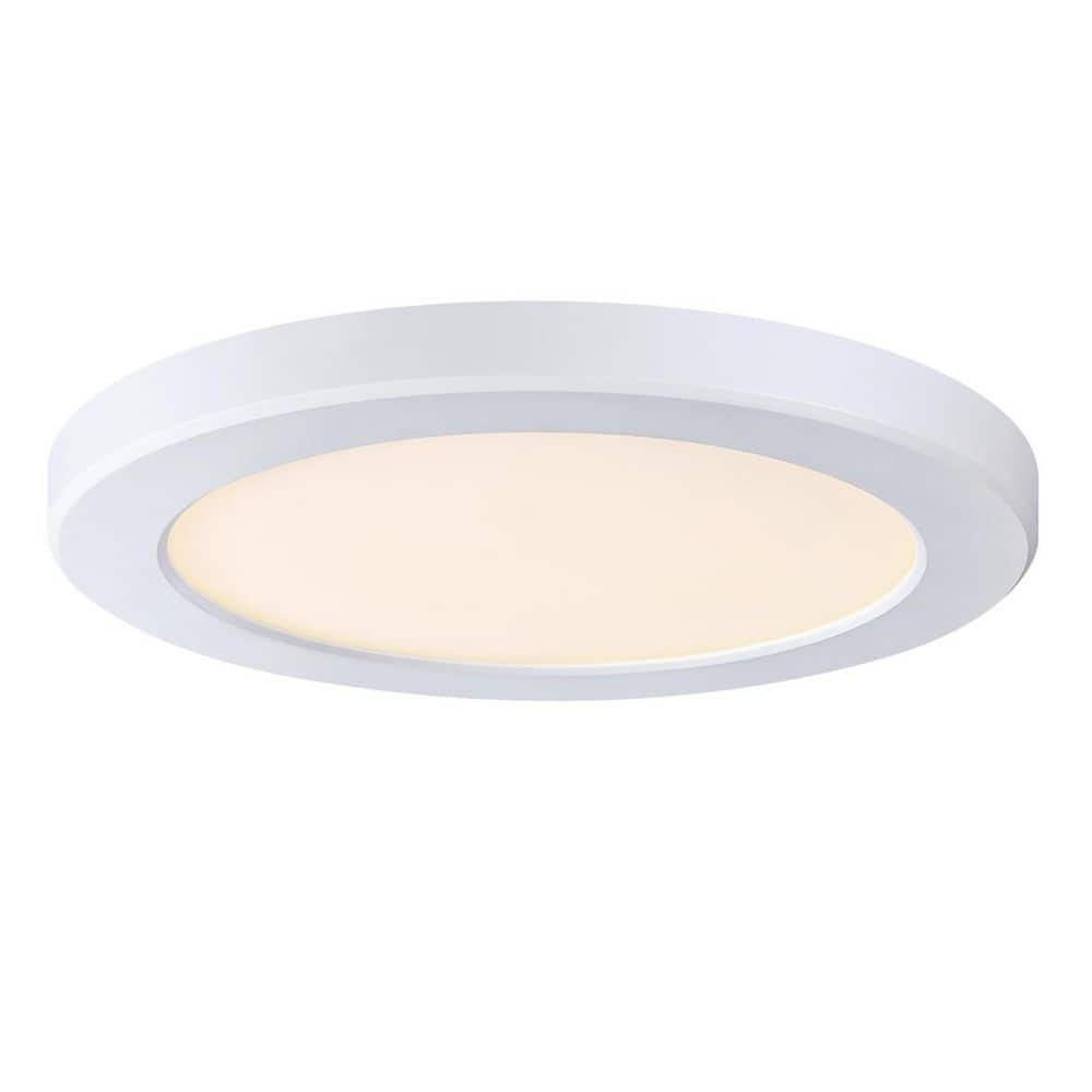 9-in. Contemporary Round Matte White Selectable Dimmable Integrated LED Indoor/Outdoor Flush Mount price history on PriceWatchPro