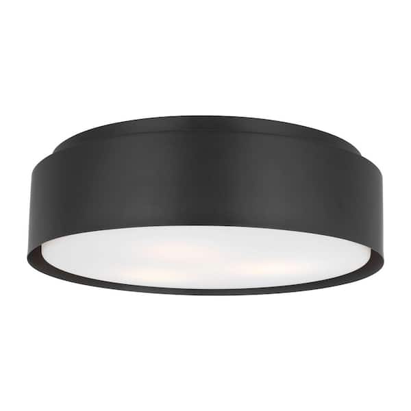 Dartmore 18 in. W x 5.625 in. H 3-Light Midnight Black Modern Flush Mount with Steel Shade and No Bulbs Included