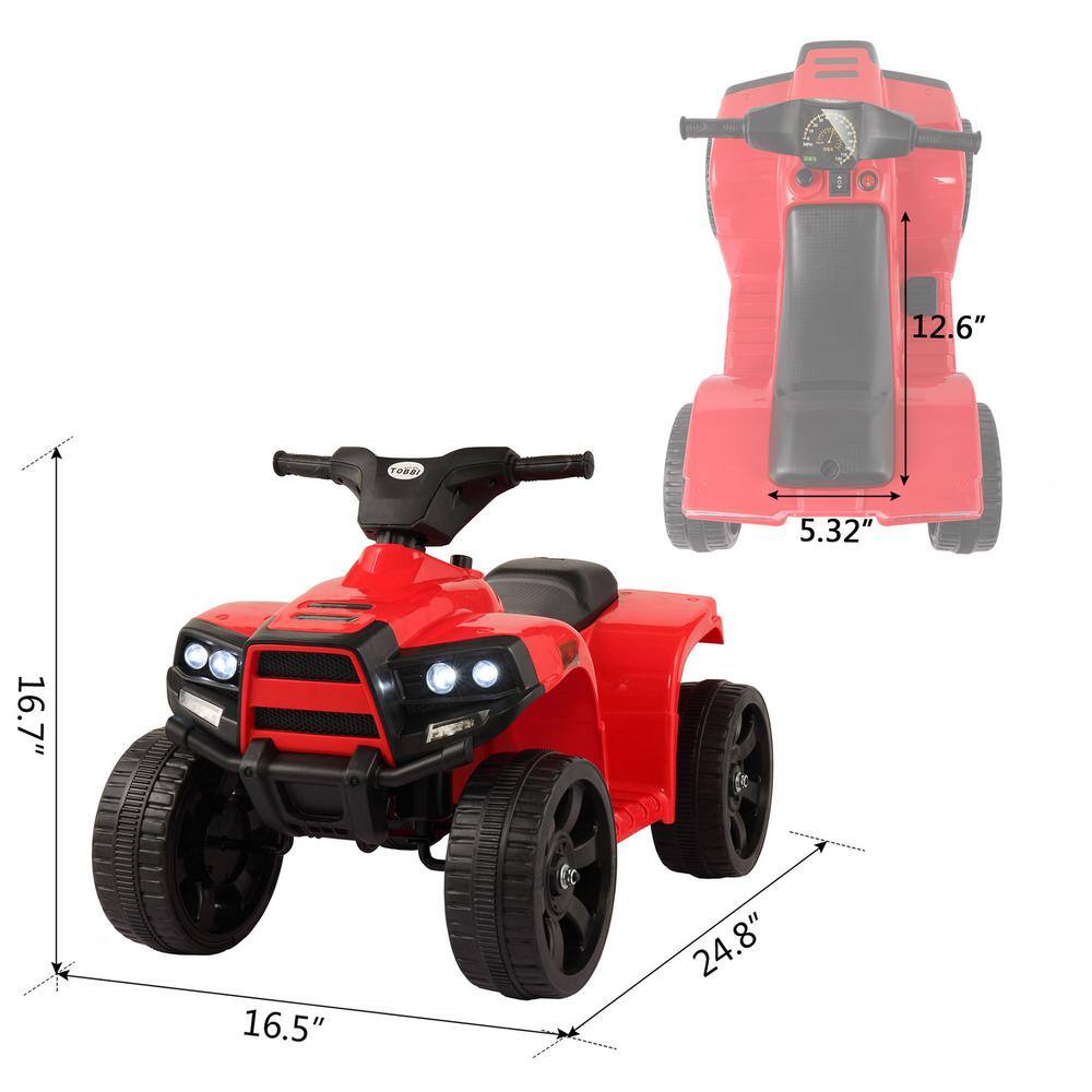 6V Red Kids Electric Quad with Bright Headlights
