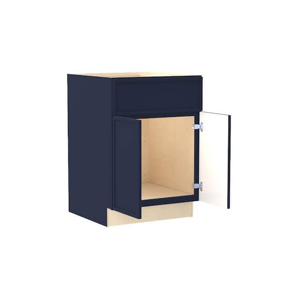 Franklin 27 in. W x 21 in. D x 34.5 in. H Assembled Plywood Sink Base Bath Cabinet in Vessel Blue with Soft Close