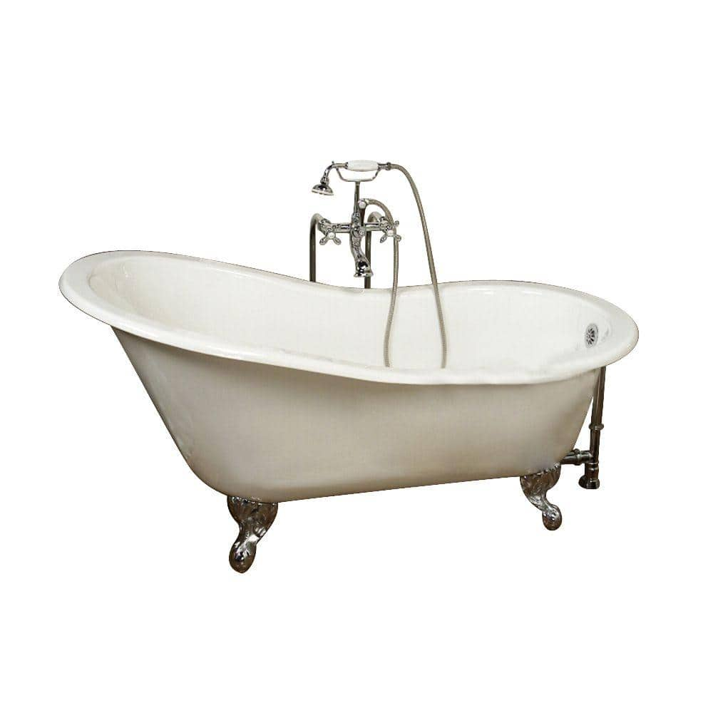 Barclay Products 5 Ft Cast Iron Ball And Claw Feet Slipper Tub In White With Polished Chrome