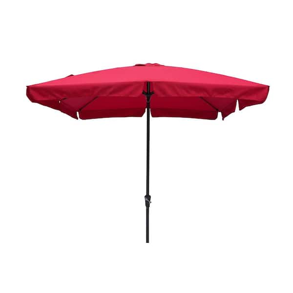 Clihome 8 ft. x 10 ft. Cantilever Patio Umbrella in Red with 8-Rib Steel Frame, Crank Lift, PA-Coated UV Canopy