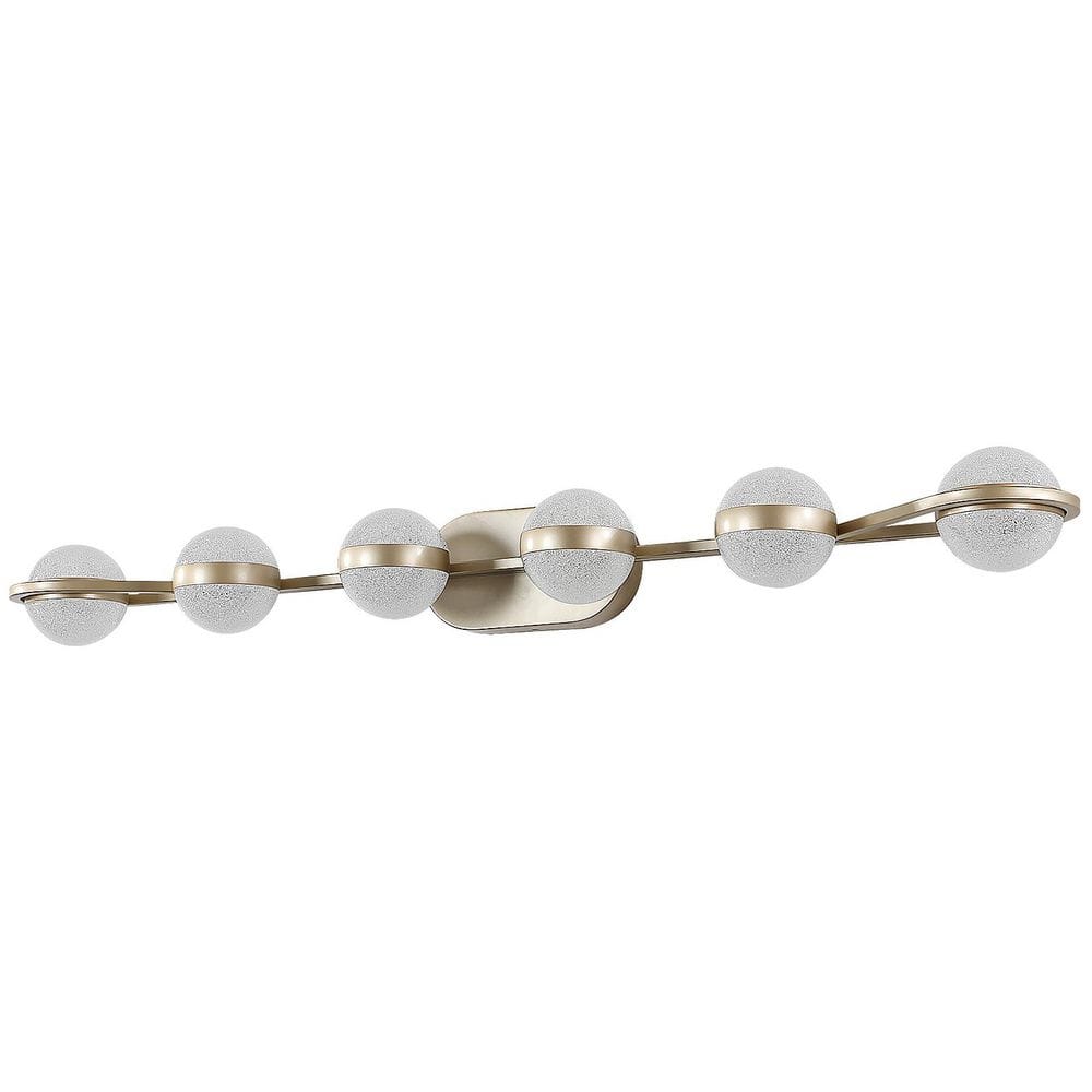 Modern 43 in. 6-Light Gold LED Vanity Light Wall Sconce with Crystal Sand Acrylic Shades price history on PriceWatchPro