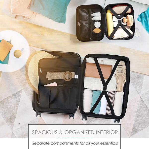 TRAVELARIM 2-Piece Teal Hard Carry-On Weekender Luggage Set