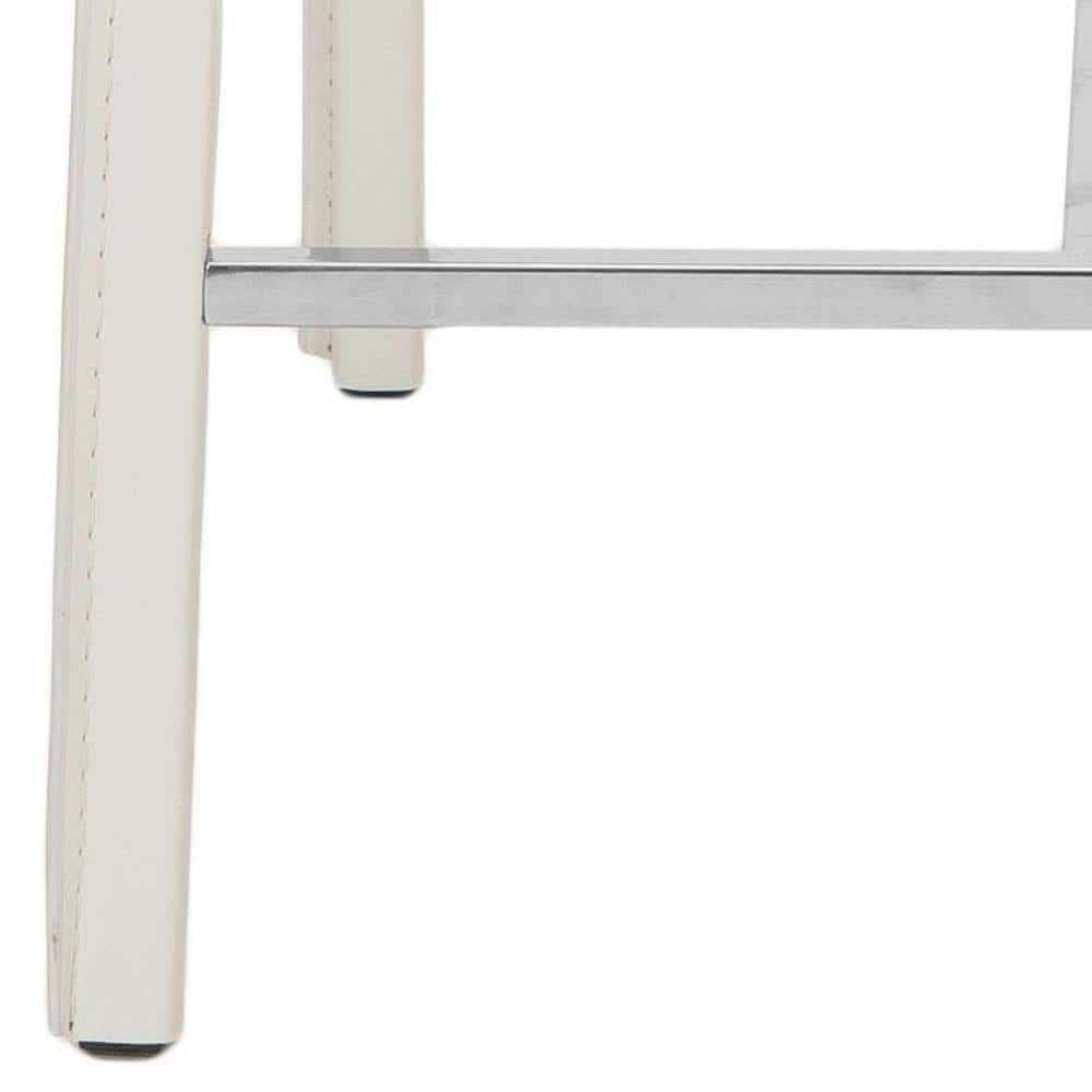 Transitional Sleek White Leather Counter Stools, Set of 2