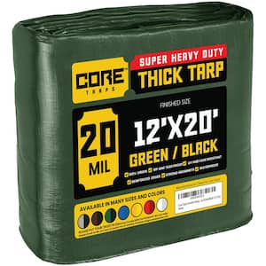 12 ft. x 20 ft. Green/Black 20 Mil Heavy Duty Polyethylene Tarp, Waterproof, UV Resistant, Rip and Tear Proof