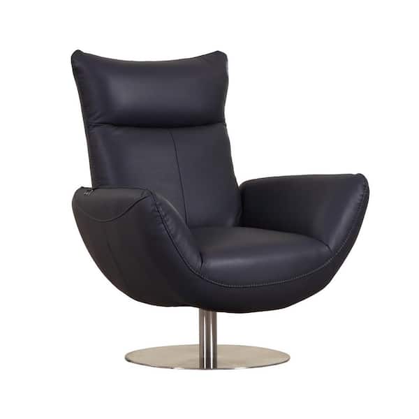HomeRoots Charlie Contemporary Navy Leather Lounge Chair