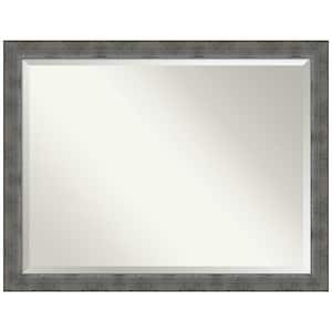 Forged Pewter 34 in. x 44 in. Modern Rectangle Framed Bathroom Vanity Wall Mirror
