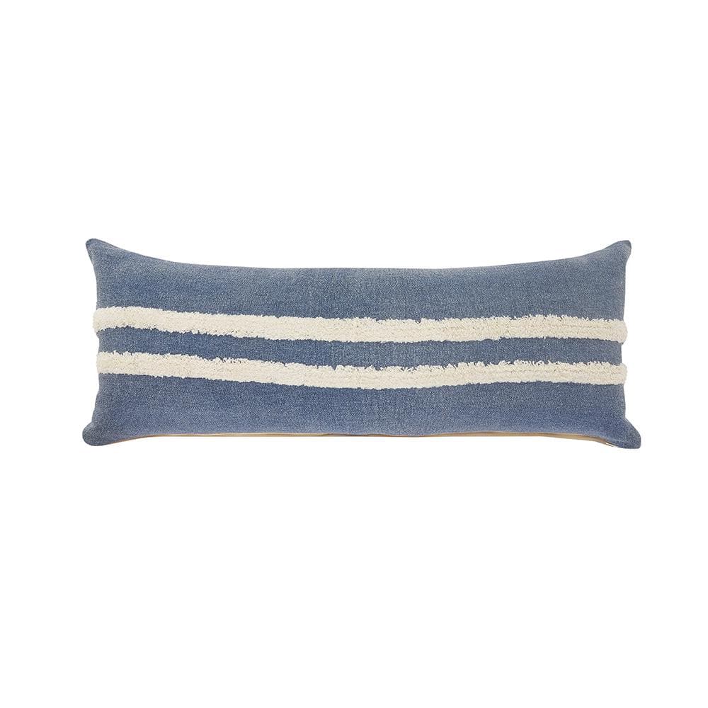 Long Lumbar Pillow for King Bed, Extra Long Lumbar Pillow Cover 14x36, Long  Lumbar Throw Pillow Teal, Denim Blue Boho Pillow Cover 14x36 