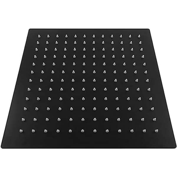 Unbranded Rain Shower head 4-Spray Patterns with 1.8 GPM 12 in. Wall Mount Rain Fixed Shower Head in Matte Black