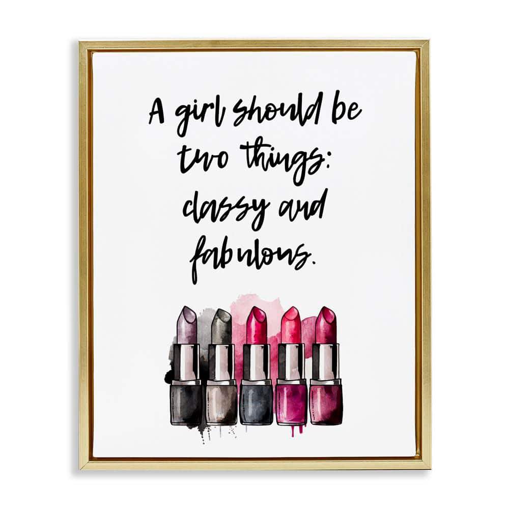 Classy Fabulous Lipsticks by Svetlana Aleynikova Gold Floater Frame Typography Graphic Art Print 31 in. x 25 in. price history on PriceWatchPro
