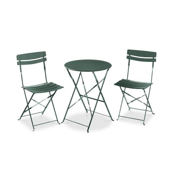 ITOPFOX Dark Green, 3-Pieces Patio Bistro Set of Foldable Round Table and Chairs