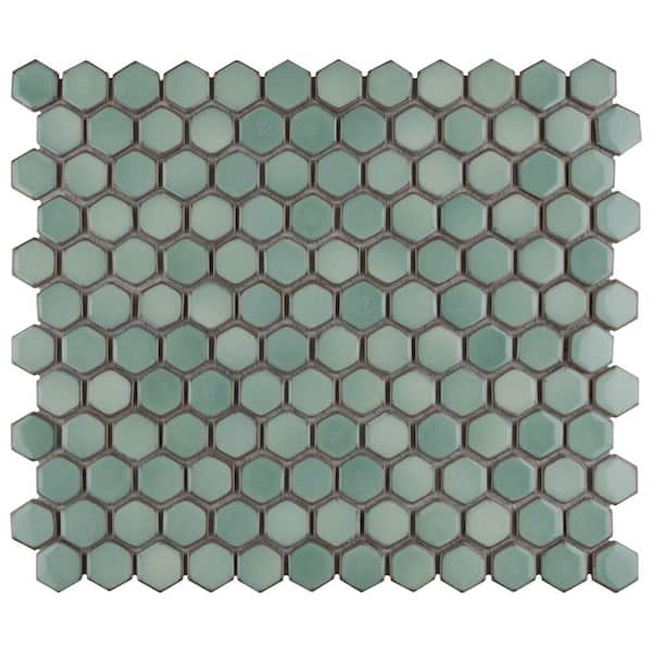 Merola Tile Hudson 1 in. Hex Mint Green 11-7/8 in. x 13-1/4 in