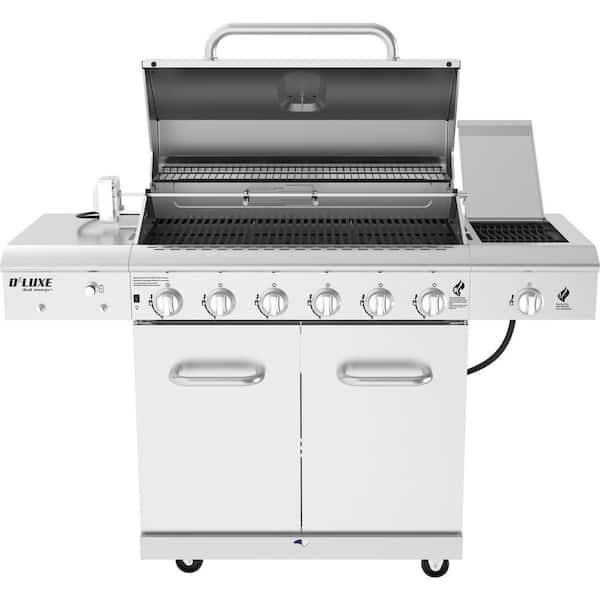 Nexgrill 6-Burner Propane Home Kit with 300-0062 Ceramic with Rotisserie Steel Depot Searing Cover in - The Burner Grill and Side Stainless Gas