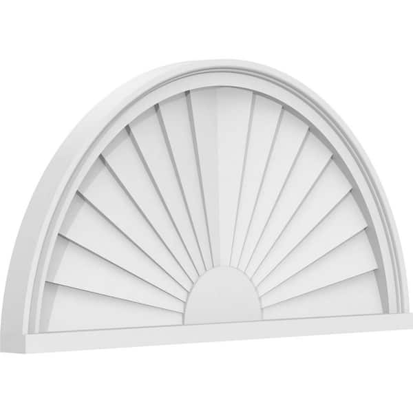 2 in. x 32 in. x 16 in. Half Round Sunburst Architectural Grade PVC Pediment