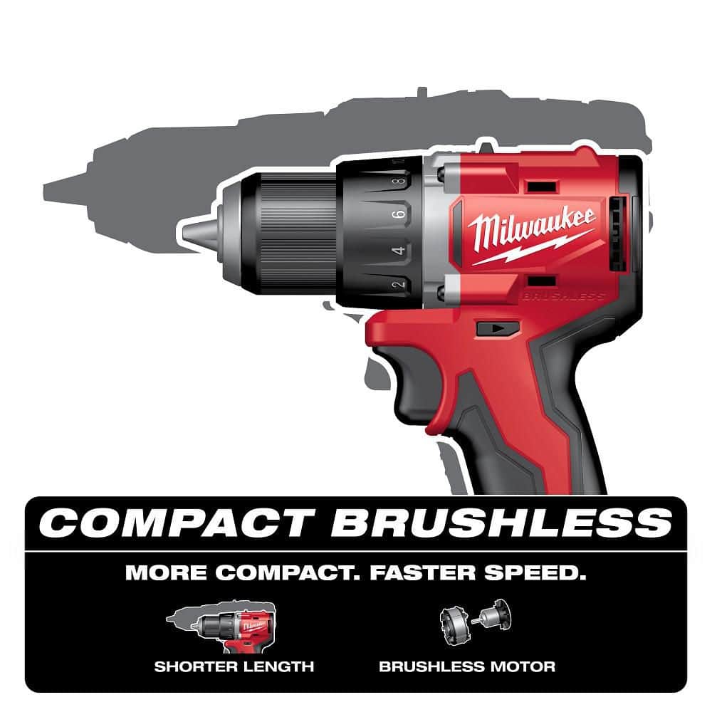 Milwaukee M18 18V Lithium Ion Brushless Cordless 1/2 in. Compact Drill Driver Tool Only - Image 2
