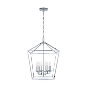 Weyburn 6-Light Polished Chrome Farmhouse Chandelier Light Fixture with Caged Metal Shade