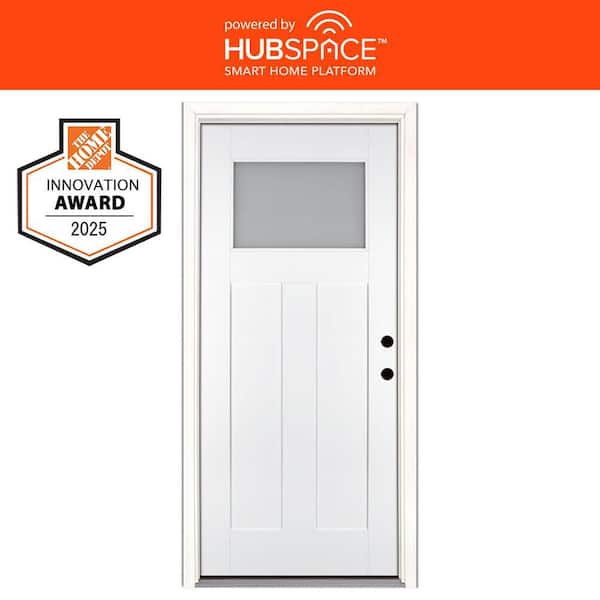 Smart Glass 36 in. x 80 in. Left Hand Inswing 1/4-Lite Smooth Unfinished Fiberglass Prehung Front Door