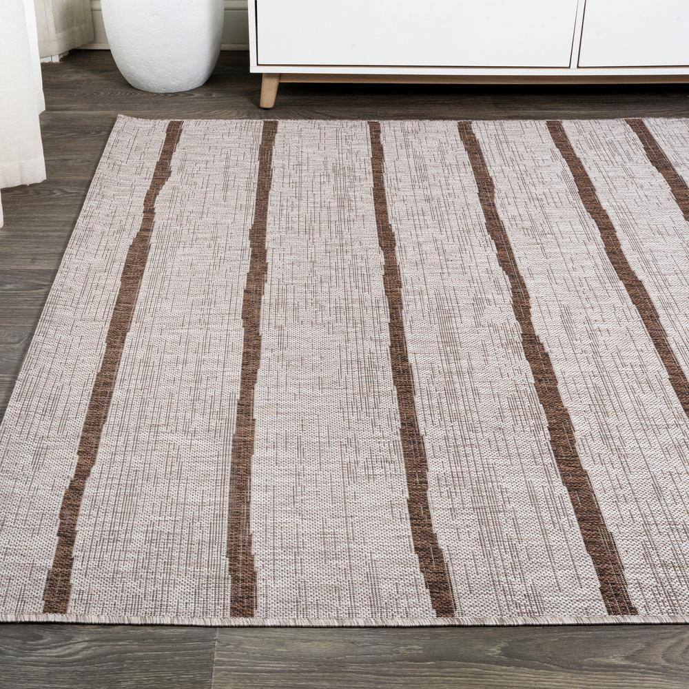 Colonia Berber Stripe Beige and Brown 8' x 10' Synthetic Rug