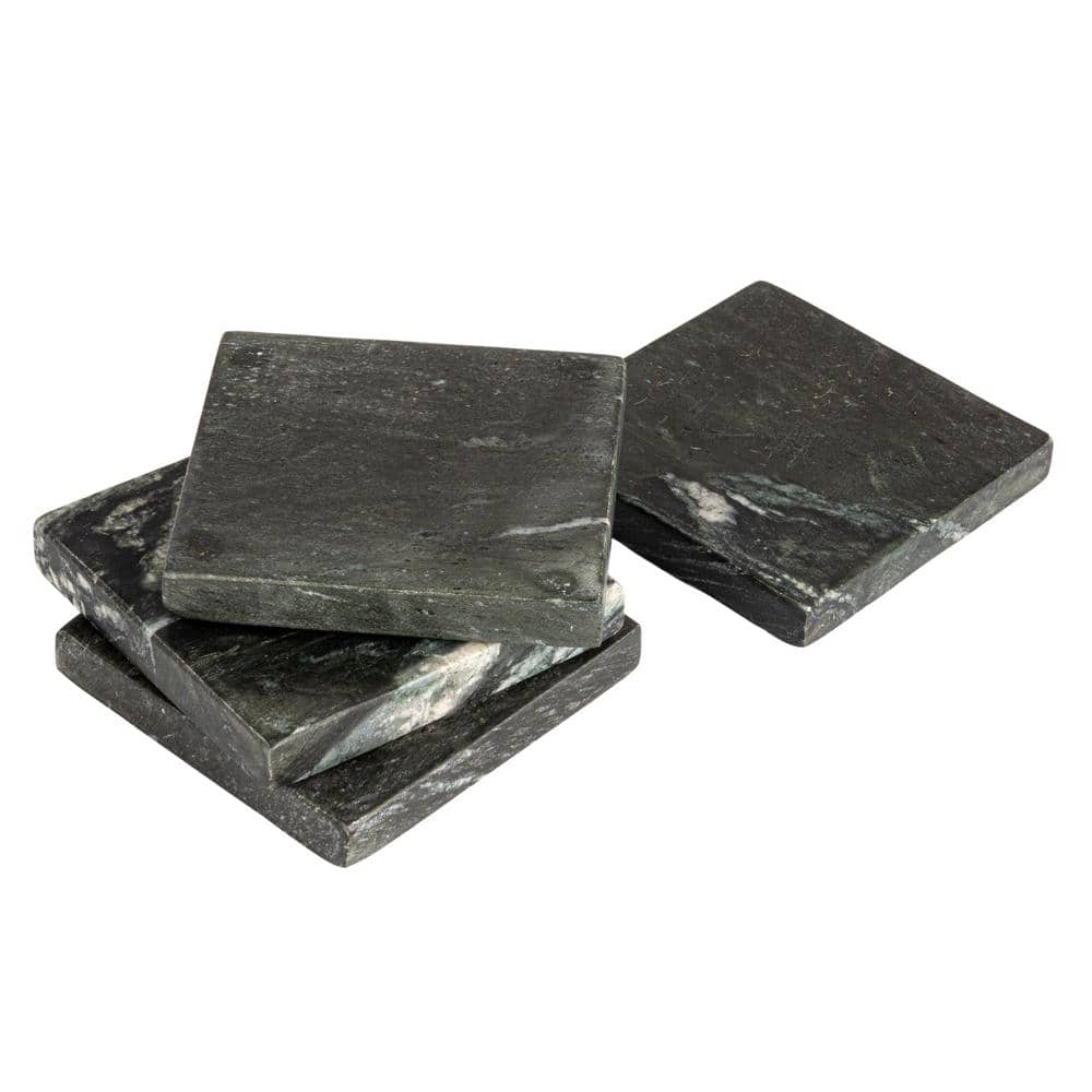 Monochrome Mélange Black and Grey Marble Coaster Set