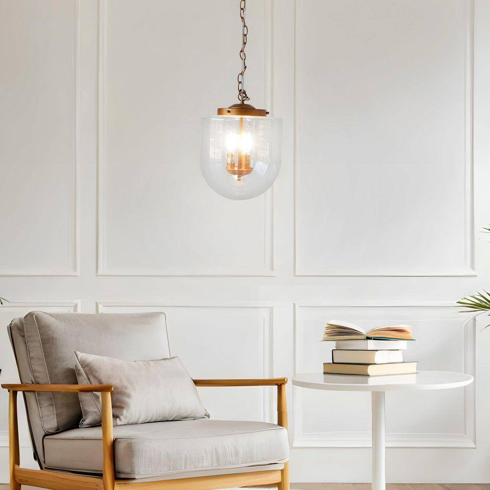 25-Watt 3-Light Coarse Gold Pendant Light with Clear Glass Shade and No Bulb Included price history on PriceWatchPro