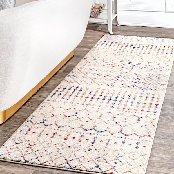Blythe Modern Moroccan Trellis 3 ft. x 16 ft. Light Multi Runner Rug