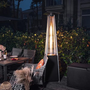 48,000 BTU Patio Heater Stainless Steel Suitable for Commercial & Residential Propane Patio Heater Standing with Wheels Outdoor Heater With Adjustable Thermostat 