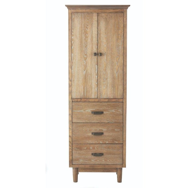 Home Decorators Collection Brisbane 24 in. W x 67-1/2 in. H x 15 in. D Bathroom Linen Storage Cabinet in Weathered Grey Oak