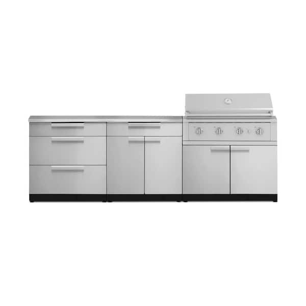 Outdoor Kitchen 104 in. W x 24 in. D x 48.5 in. H Stainless Steel 5-Piece Cabinet Set with 40 in. LP Performance Grill
