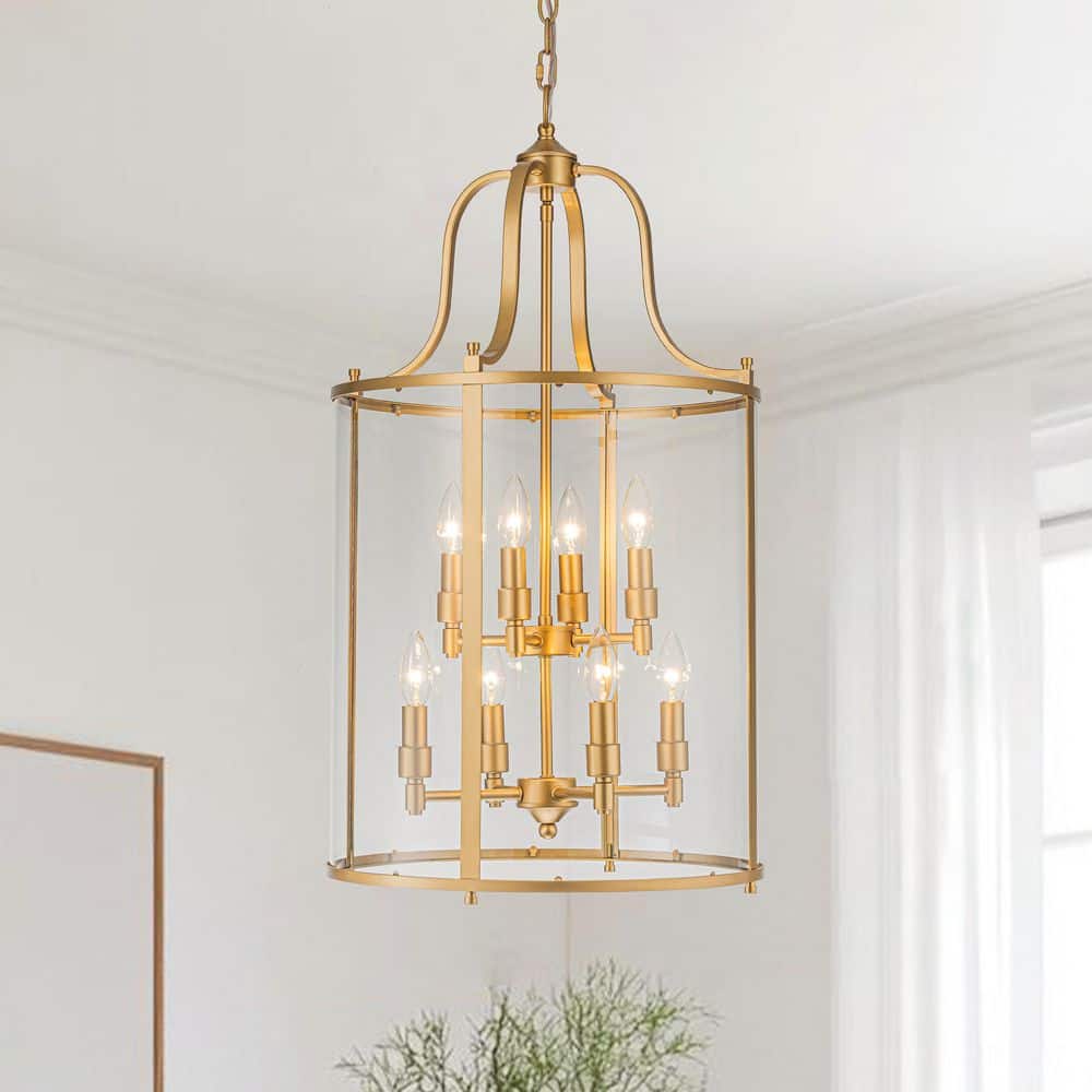 Diseno 8-Light 17.1 in. W Stain Gold Chandelier with Large Bucket Clear Glass Candlestick Chandelier for Kitchen Island price history on PriceWatchPro