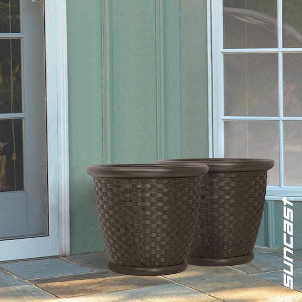 Sonora 18 in. Round Java Blow Molded Plastic Planter (2-Pack)
