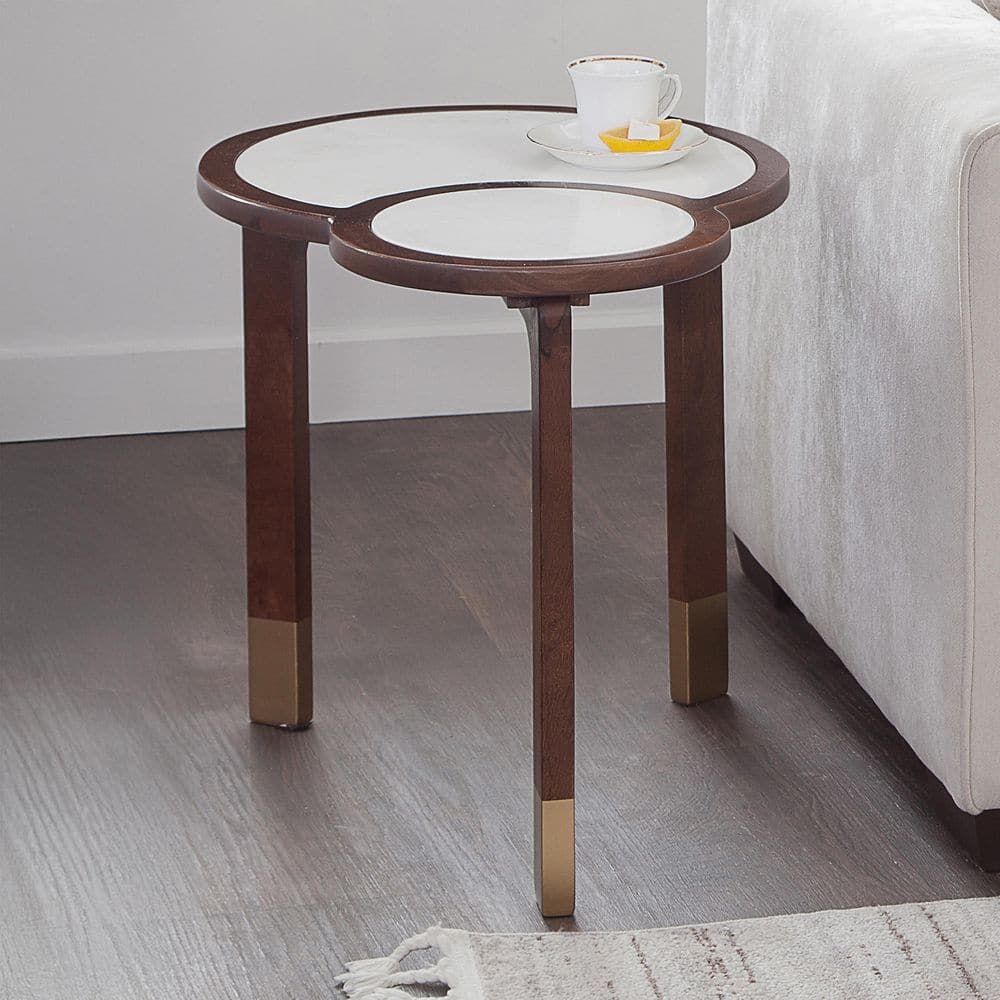 Oormi 25 in. Glass Inlay Brown Wood End Table price history on PriceWatchPro