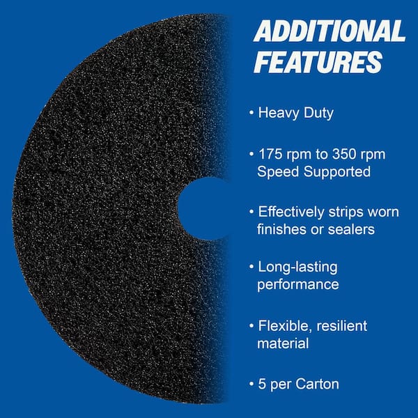 Genuine Joe Black Floor Stripping Pad - 5/Carton - Round x 18 Genuine Joe Black Floor Stripping Pad - 5/Carton - Round x 18