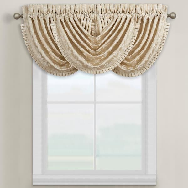 J Queen New York Blossom Window Waterfall Valance Ivory, White Waterfall Valances Curtains