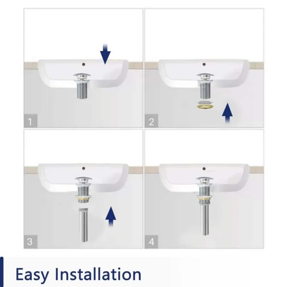 Polished Chrome Pop-Up Bathroom Sink Drain with Overflow