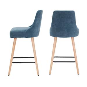 Benfield Twilight Blue Upholstered Bar Stools with Back (Set of 2)
