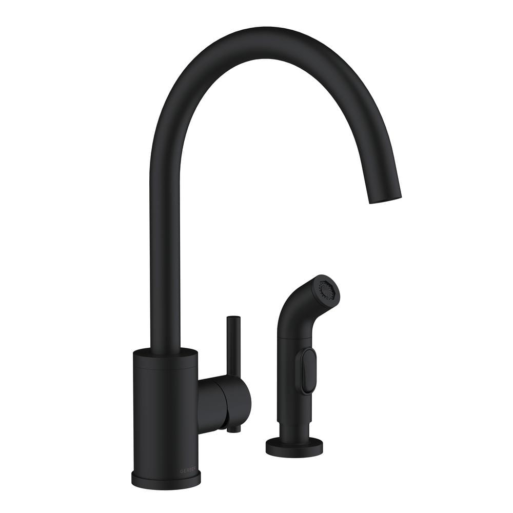 Satin Black Single Handle Kitchen Faucet with Side Spray