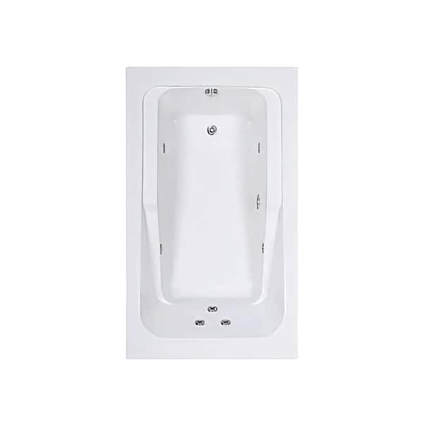 Comfortflo 66 in. x 42 in. Acrylic Rectangular Drop-in Whirlpool Bathtub with Reversible Drain in Biscuit