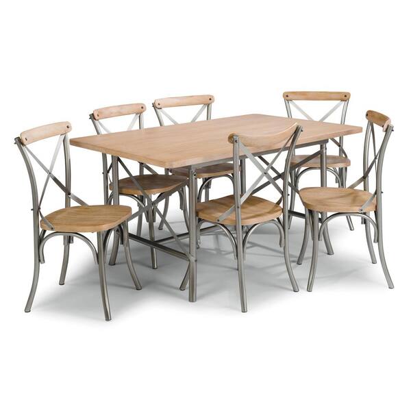 HOMESTYLES French Quarter 7-Piece Aged White Washed Natural Dining Set